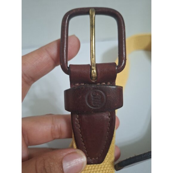 St. Johns Bay Genuine‎ Leather & Cotton Braided Belt Yellow Boys L 10/12 Preppy - Picture 3 of 7